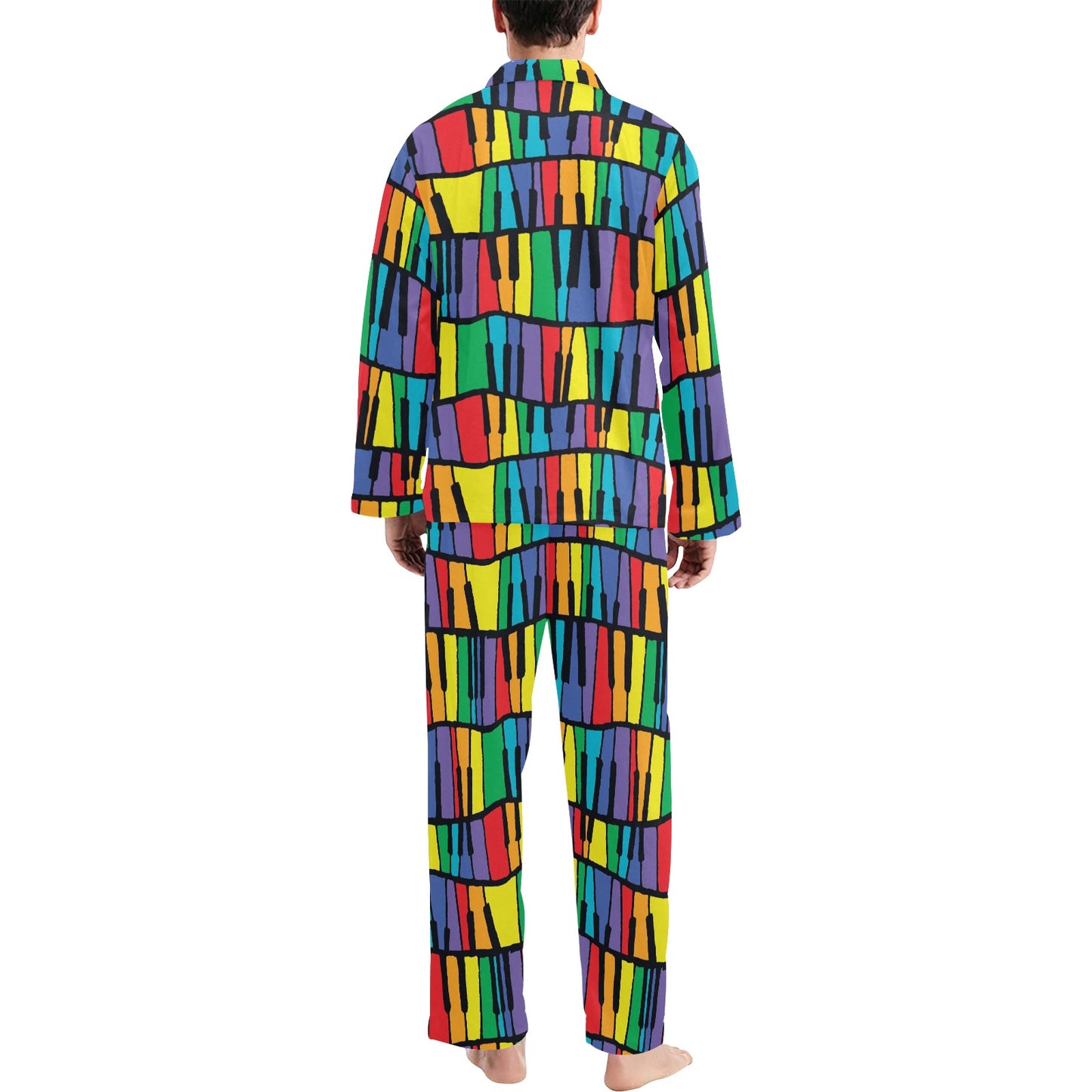 Piano Print Design LKS402 Men's Long Pajama Set