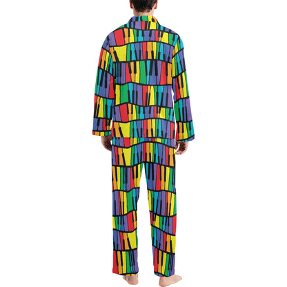 Piano Print Design LKS402 Men's Long Pajama Set