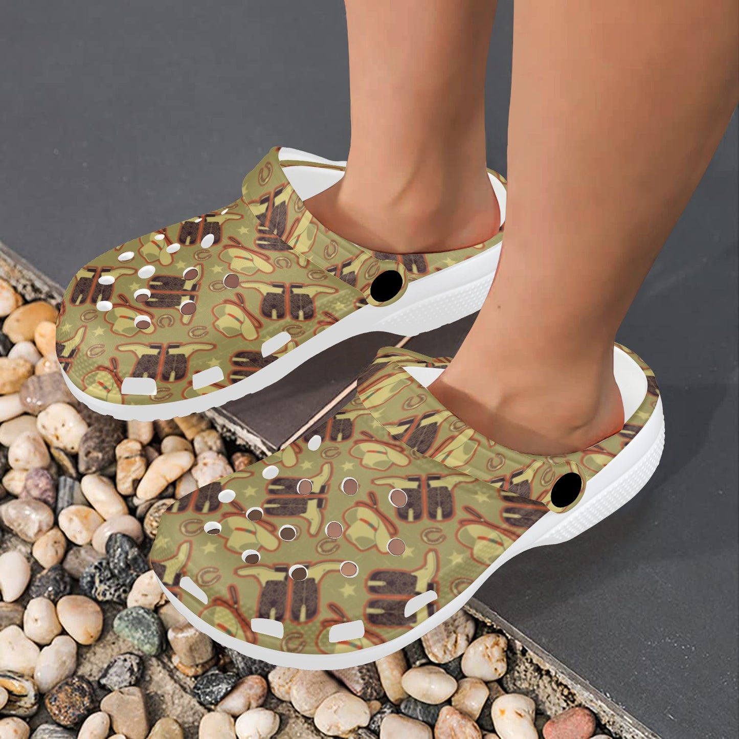 Western Cowboy Themed Unisex Clogs Shoes