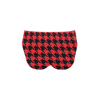 Houndstooth Red Pattern Print Design 03 Men's Swimming Briefs