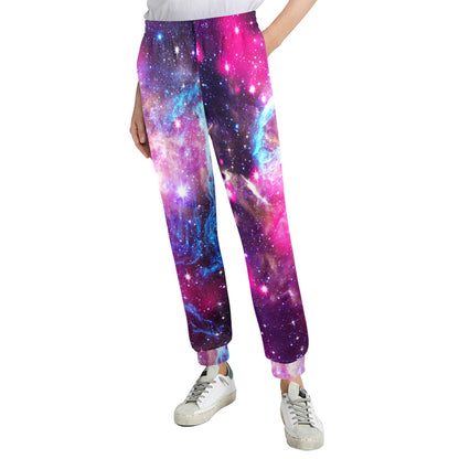 Galaxy Night Purple Space Print Women's Casual Track Pants