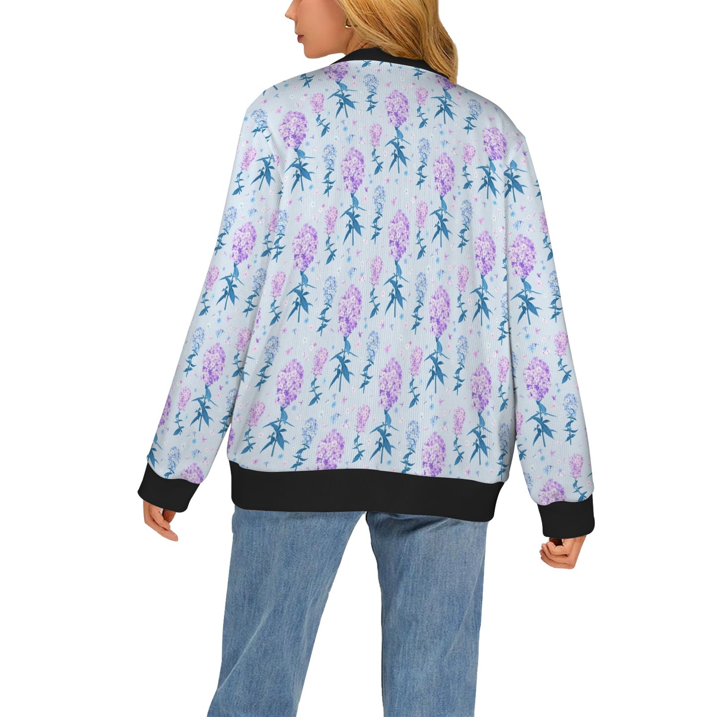 Lilac Pattern Print Design LI05 Women's Cardigan