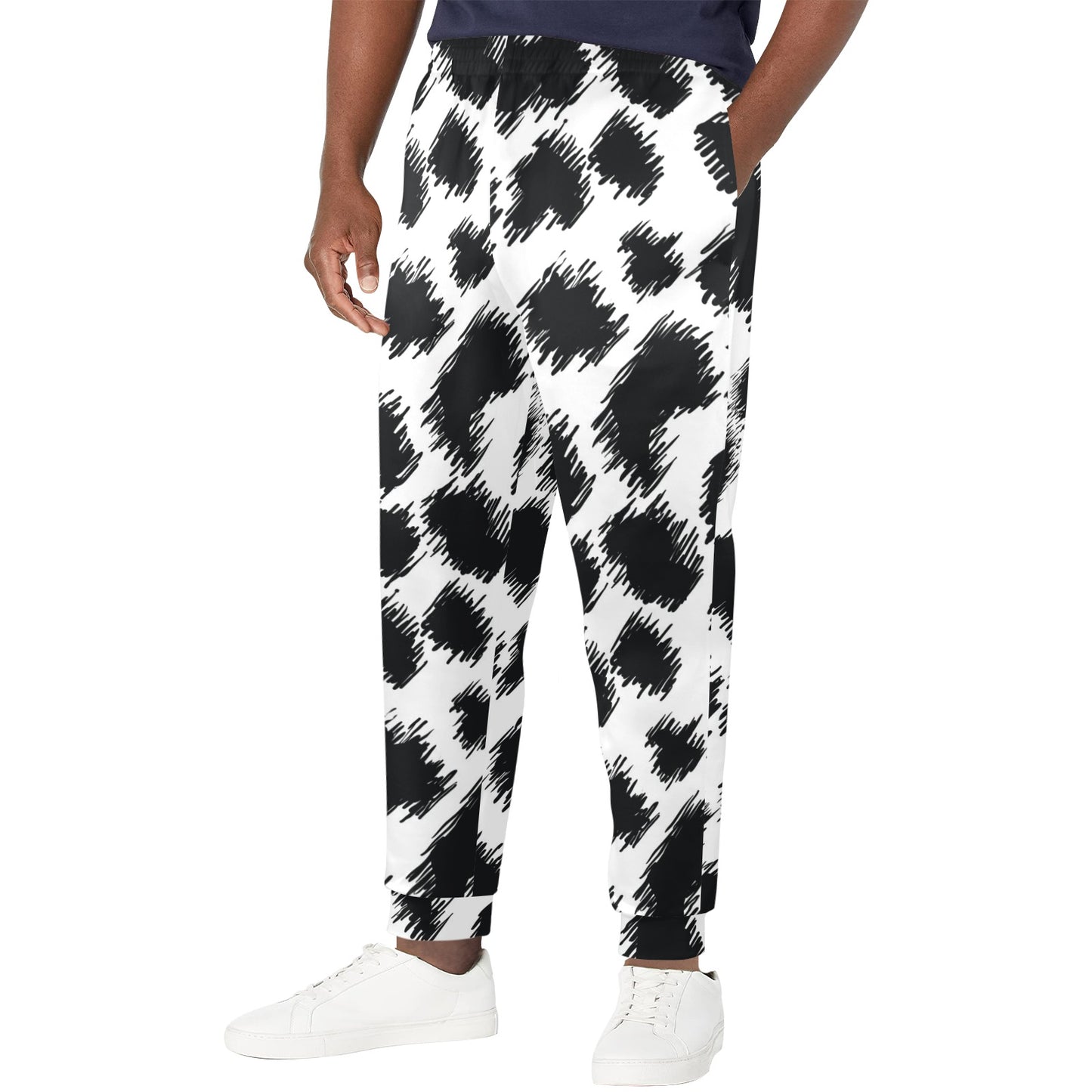 Cheetah Black Print Pattern Men's Casual Track Pants