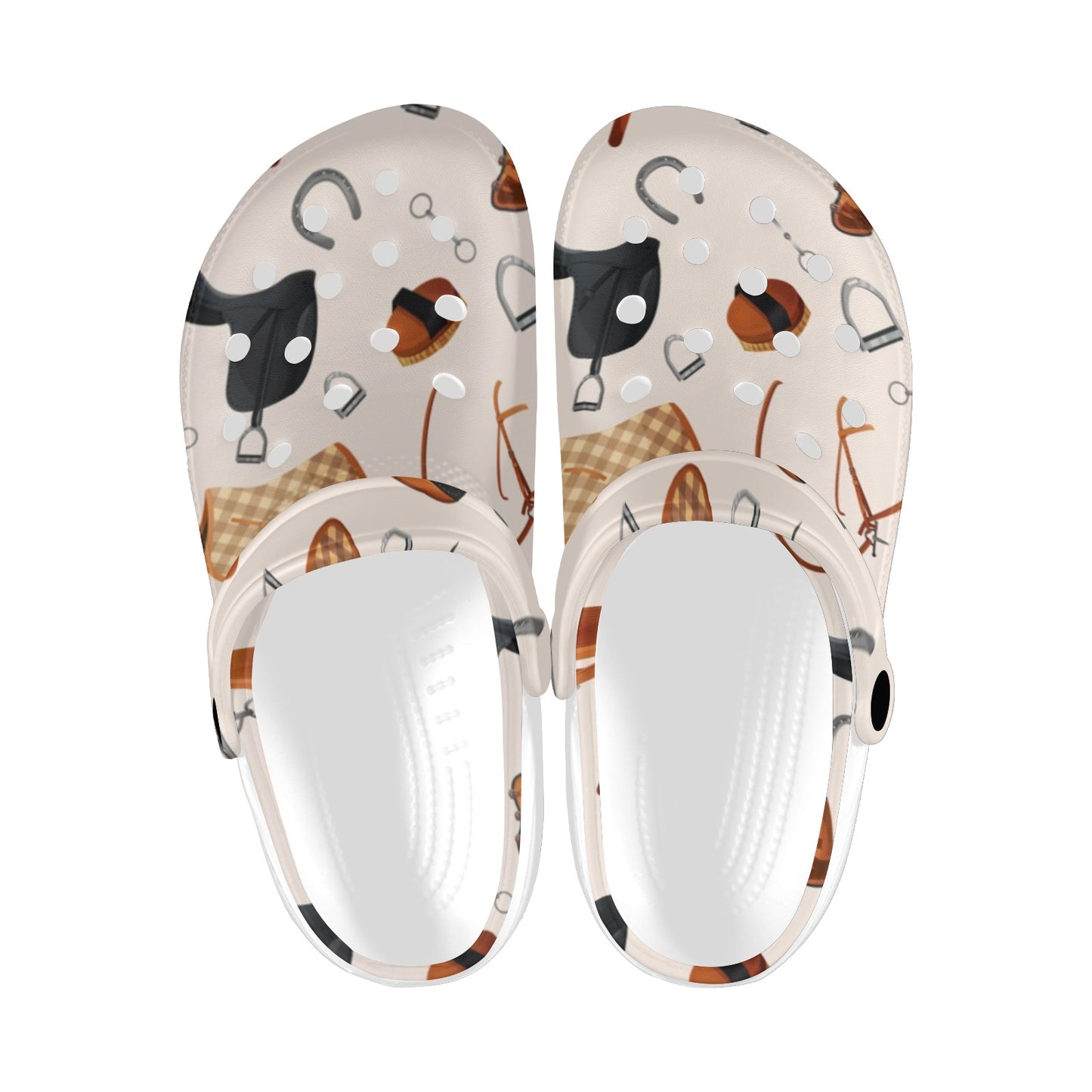 Equestrian Equipment Print Pattern Unisex Clogs Shoes