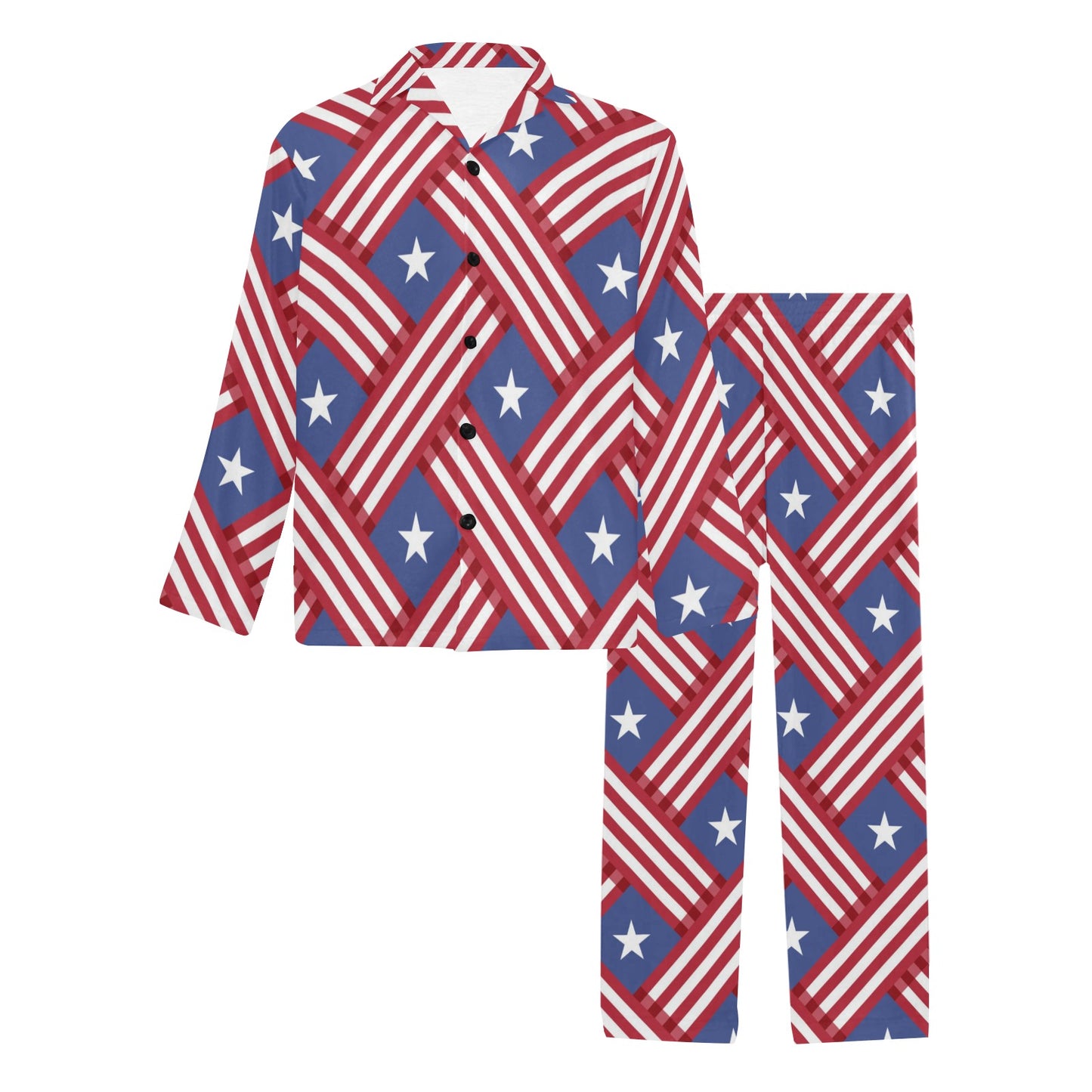 American flag Pattern Men's Long Pajama Set