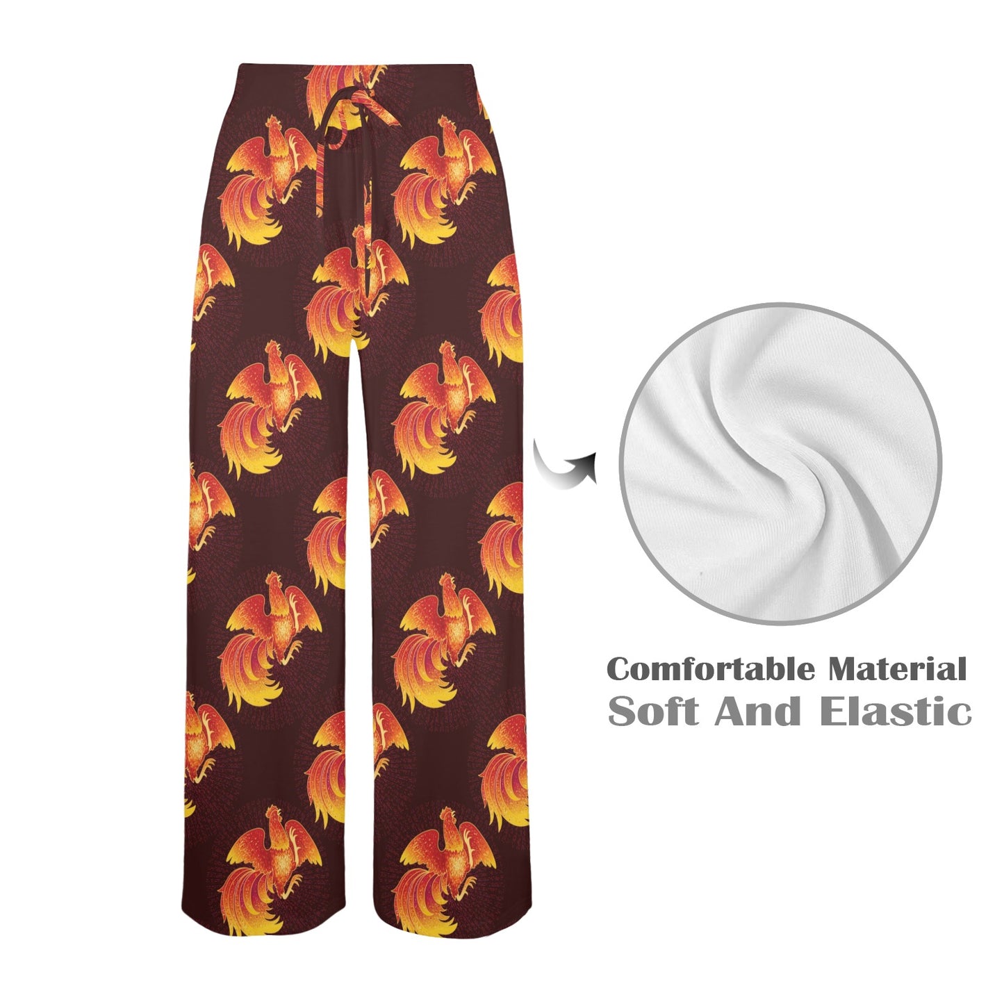 Rooster Pattern Print Design A04 Women's Wide Leg Lounge Pants