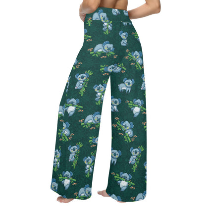 Koala Blue Design Print Women's Wide Leg Lounge Pants