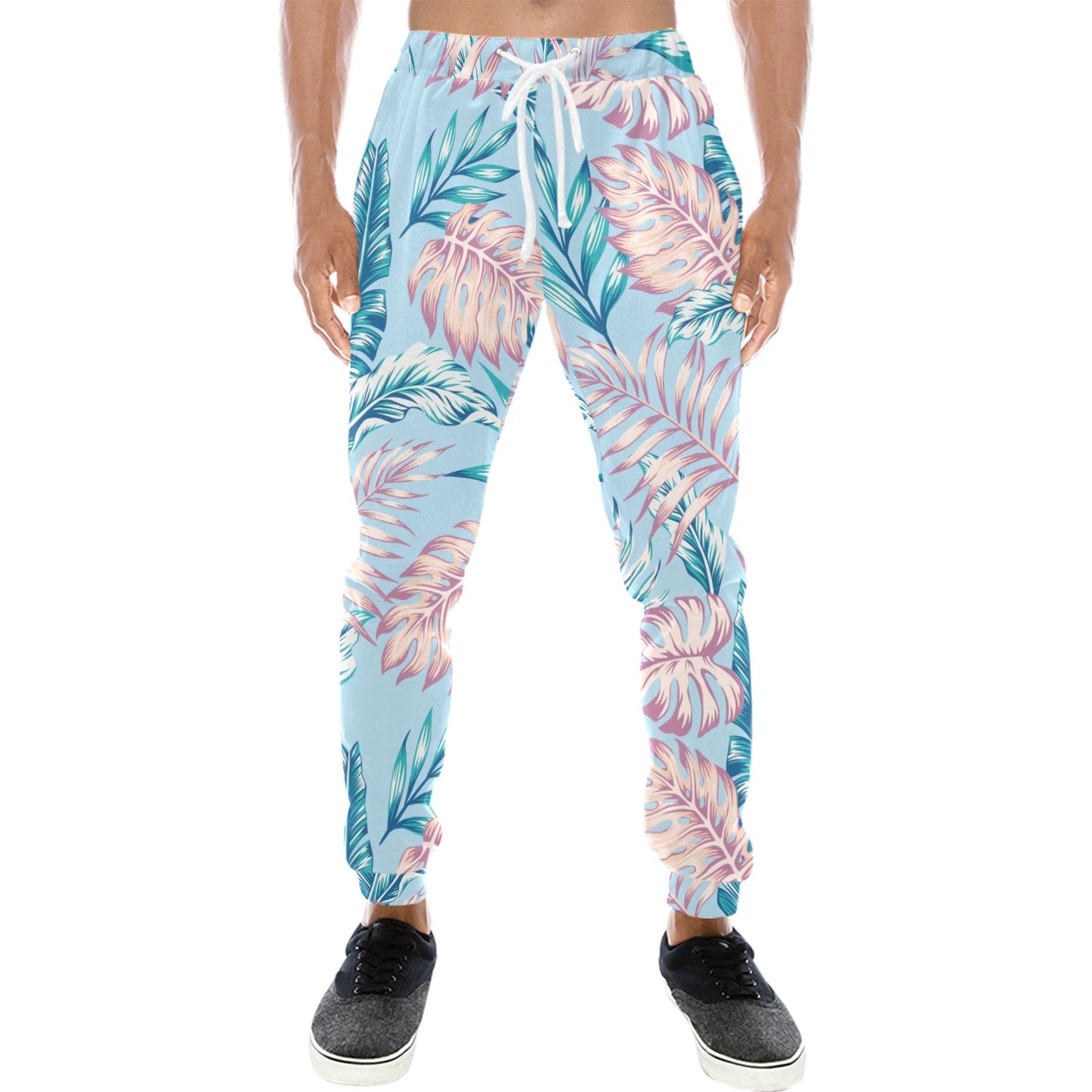 Tropical Flower Pattern Print Design TF01 Men's Sweatpants