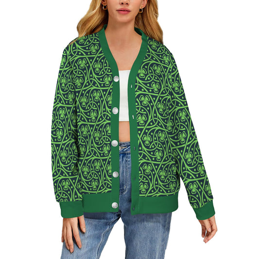 Shamrock Themed Print Women's Cardigan