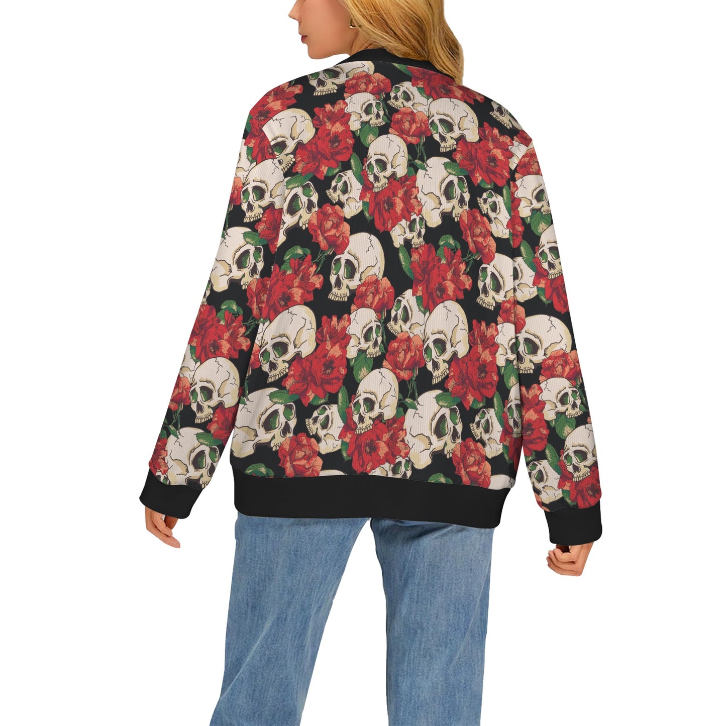 Skull Red Rose Women's Cardigan