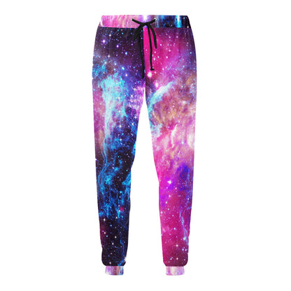 Galaxy Night Purple Space Print Men's Sweatpants