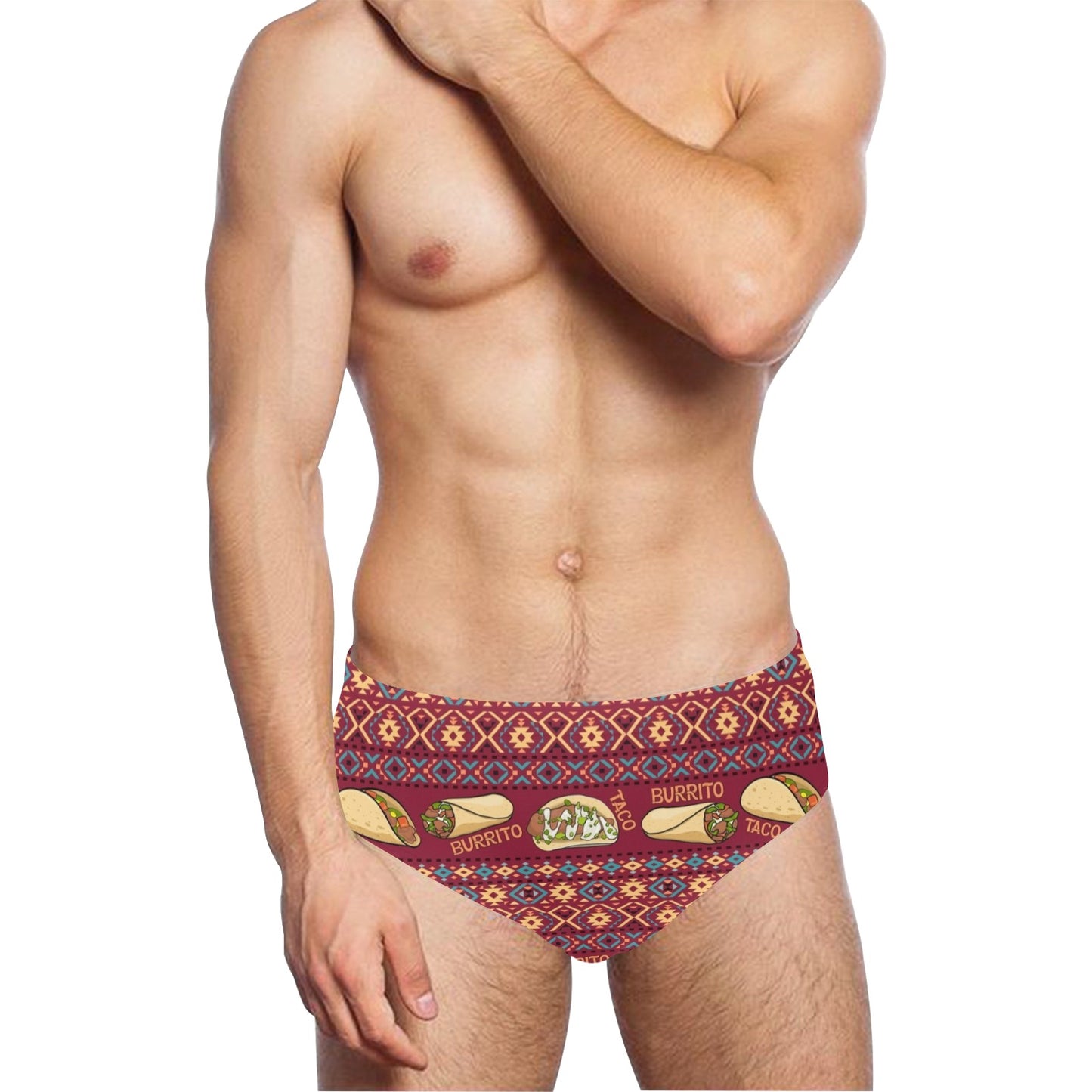 burrito taco Design Print Pattern JJ021 Men's Swimming Briefs