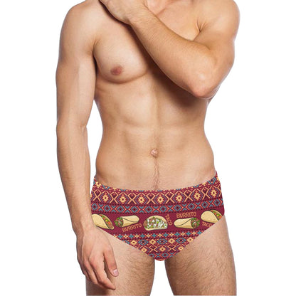burrito taco Design Print Pattern JJ021 Men's Swimming Briefs