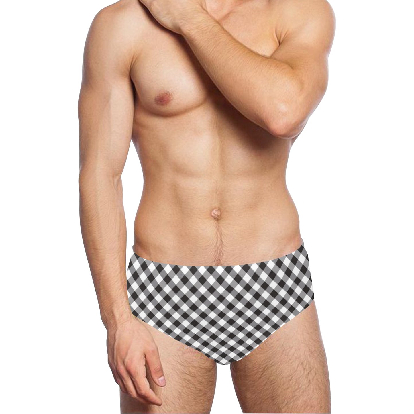 Gingham Print Design LKS402 Men's Swimming Briefs