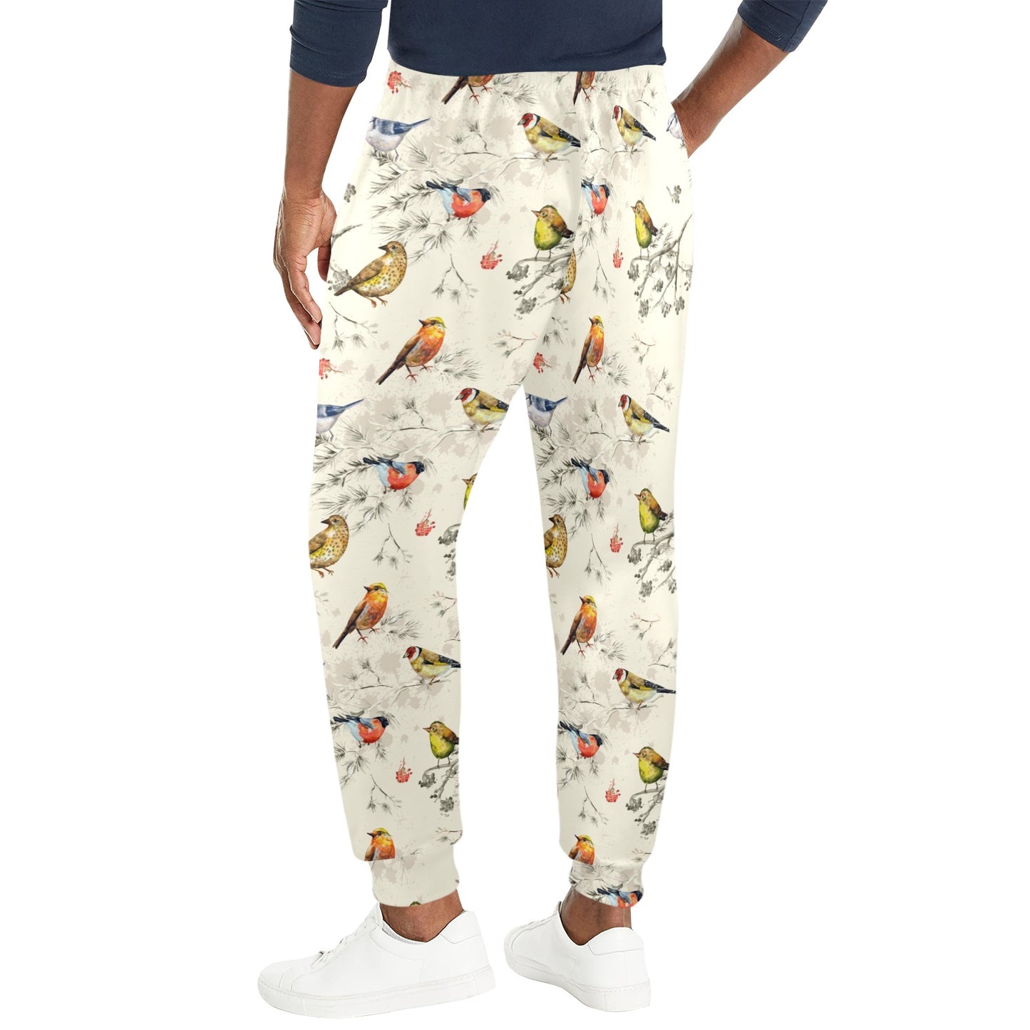 Bird Watercolor Design Pattern Men's Casual Track Pants