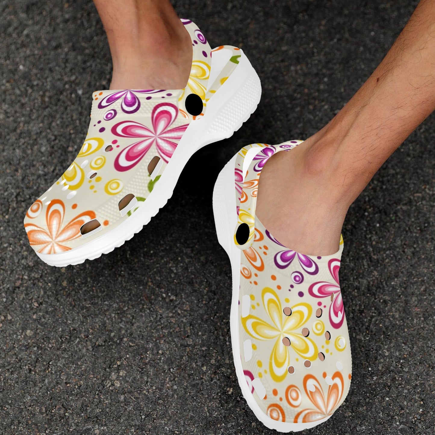 Flower Power Colorful Design Print Unisex Clogs Shoes