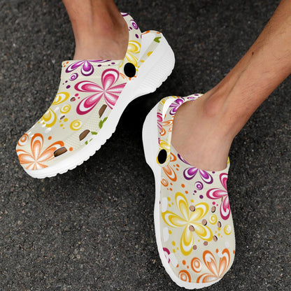 Flower Power Colorful Design Print Unisex Clogs Shoes