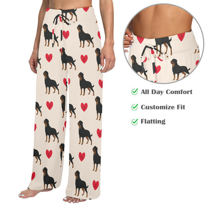 Rottweiler Pattern Print Design A02 Women's Wide Leg Lounge Pants