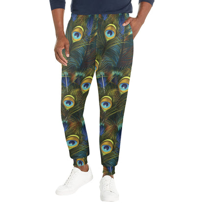 Peacock Feather Pattern Print Design A03 Men's Casual Track Pants