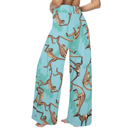 Monkey Pattern Print Design 04 Women's Wide Leg Lounge Pants