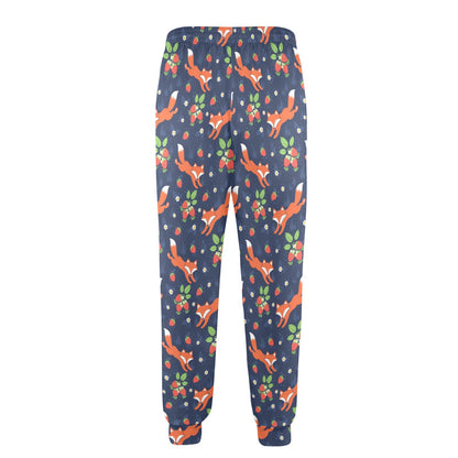 Fox Strawberry Print Pattern Men's Casual Track Pants
