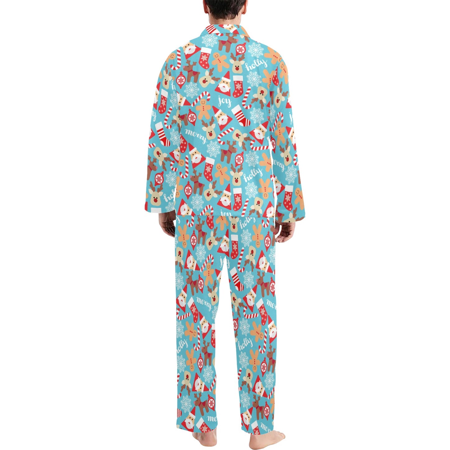 Santa Christmas Themed Print Design LKS306 Men's Long Pajama Set