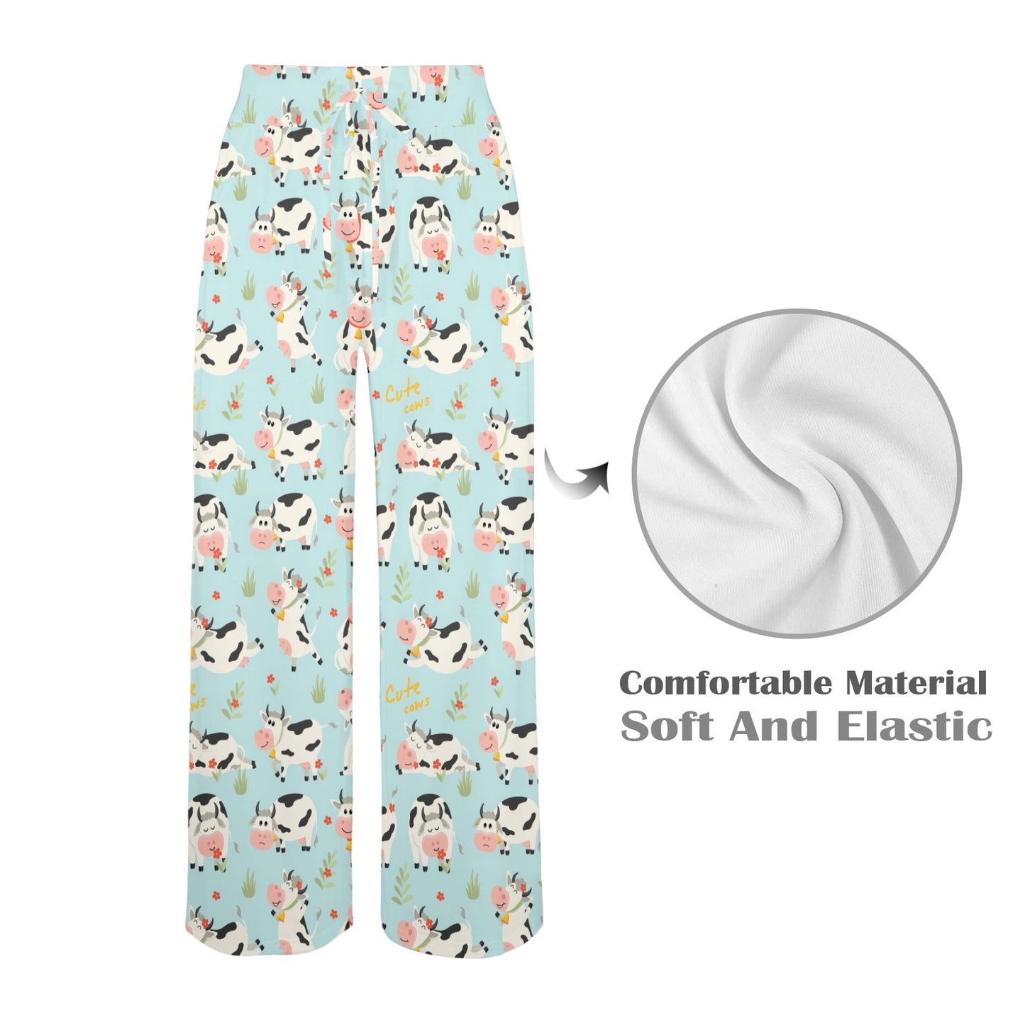 Cattle Print Design LKS403 Women's Wide Leg Lounge Pants