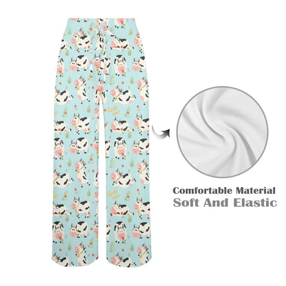 Cattle Print Design LKS403 Women's Wide Leg Lounge Pants