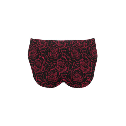 Red Rose Design Print Men's Swimming Briefs