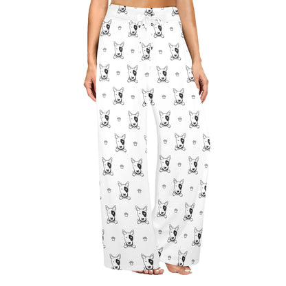 Bull Terriers Pattern Print Design 06 Women's Wide Leg Lounge Pants