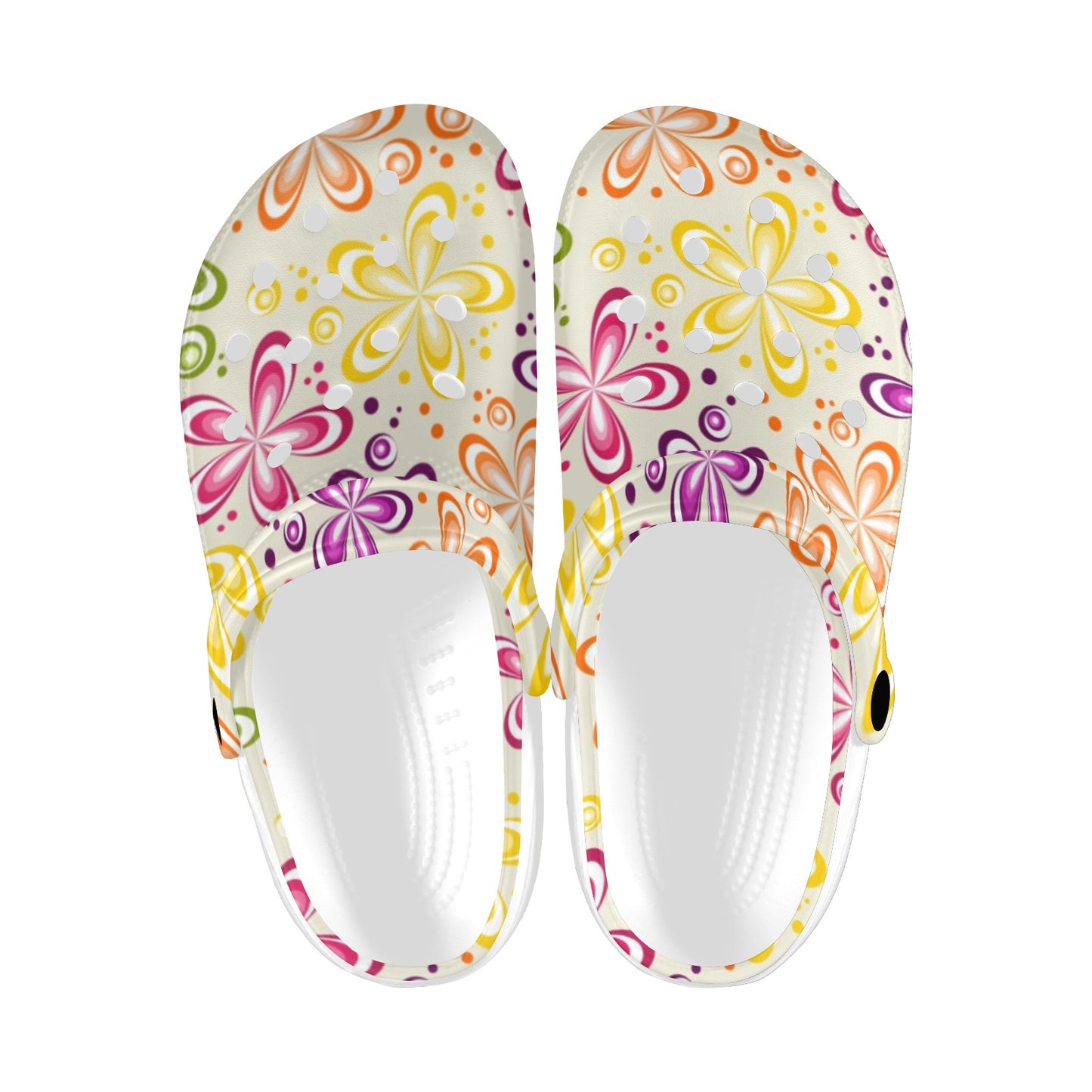 Flower Power Colorful Design Print Unisex Clogs Shoes