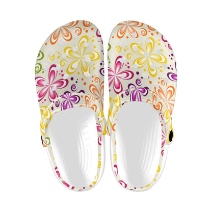 Flower Power Colorful Design Print Unisex Clogs Shoes