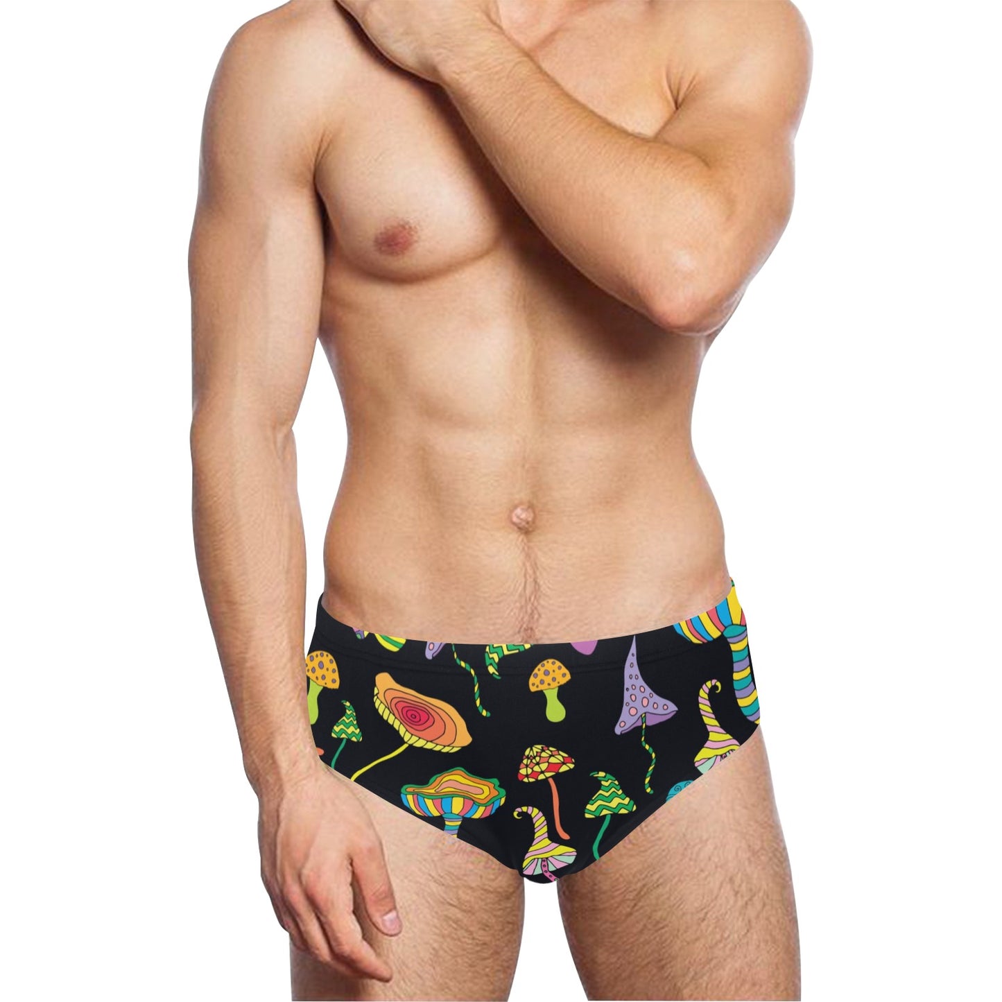 Psychedelic Mushroom Pattern Print Design A02 Men's Swimming Briefs