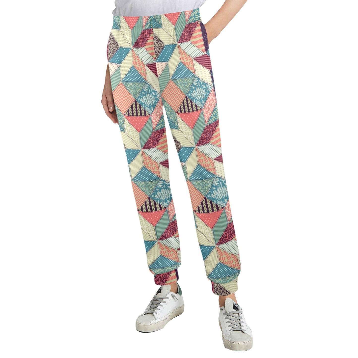 Patchwork Pattern Print Design 02 Women's Casual Track Pants