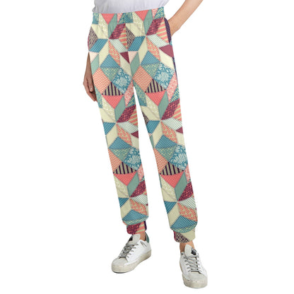 Patchwork Pattern Print Design 02 Women's Casual Track Pants