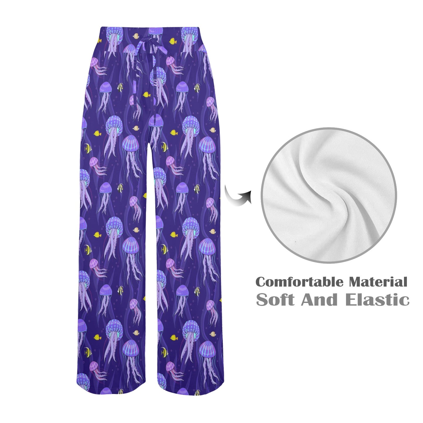 Jellyfish Style Print Women's Wide Leg Lounge Pants
