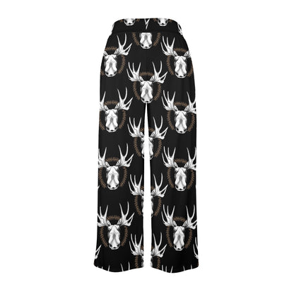 Moose Pattern Print Design 02 Women's Wide Leg Lounge Pants