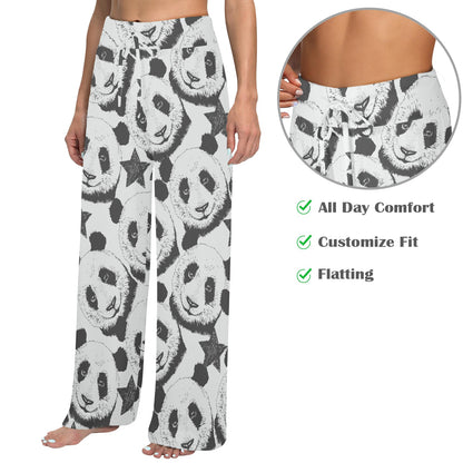 Panda Pattern Print Design A02 Women's Wide Leg Lounge Pants