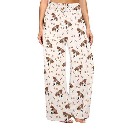 Russell Terriers Paw Print Design LKS303 Women's Wide Leg Lounge Pants