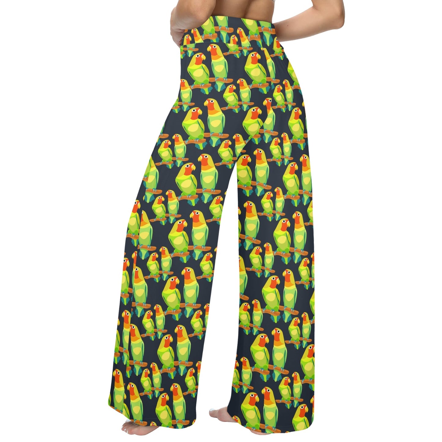 Lovebird Pattern Print Design 01 Women's Wide Leg Lounge Pants