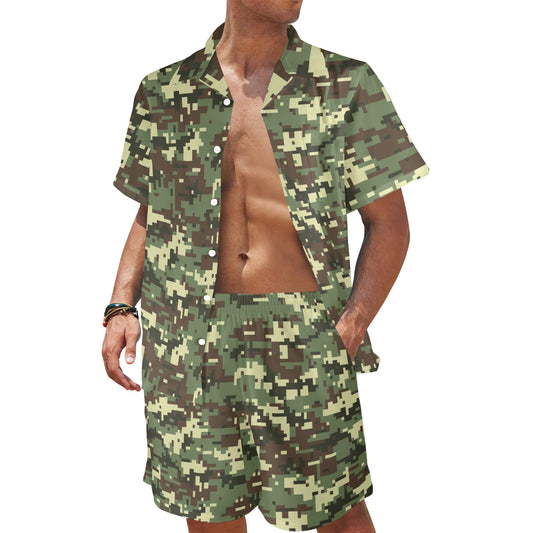 ACU Digital Army Camouflage Men's Beach Shirt and Shorts Set