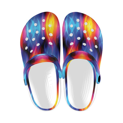 Flame Fire Blue Design Print Unisex Clogs Shoes