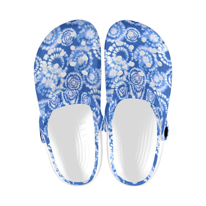 Tie Dye Blue Design Print Unisex Clogs Shoes