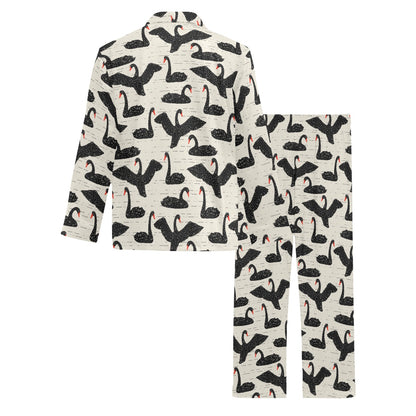 Swan Print Design LKS402 Men's Long Pajama Set