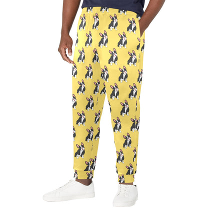 Boston Terrier Pattern Print Design 06 Men's Casual Track Pants
