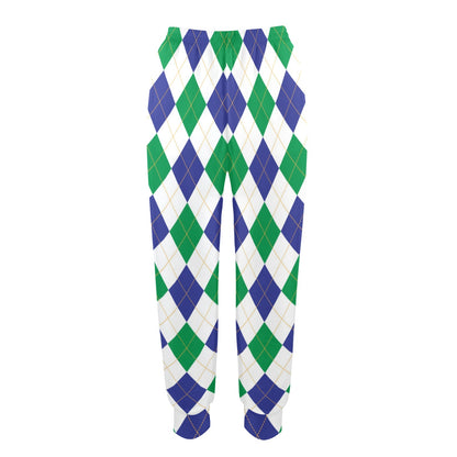 Argyle Green Blue Pattern Print Design 03 Women's Casual Track Pants