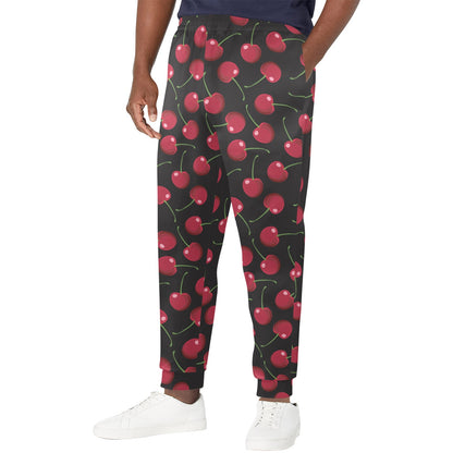 Cherry Black Background Men's Casual Track Pants