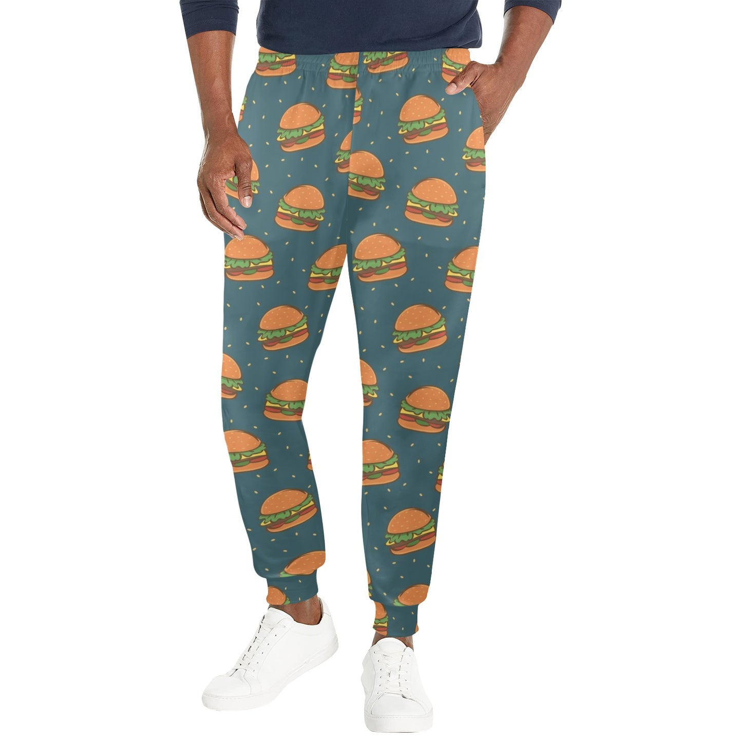 hamburger Design Print Pattern JJ0315 Men's Casual Track Pants