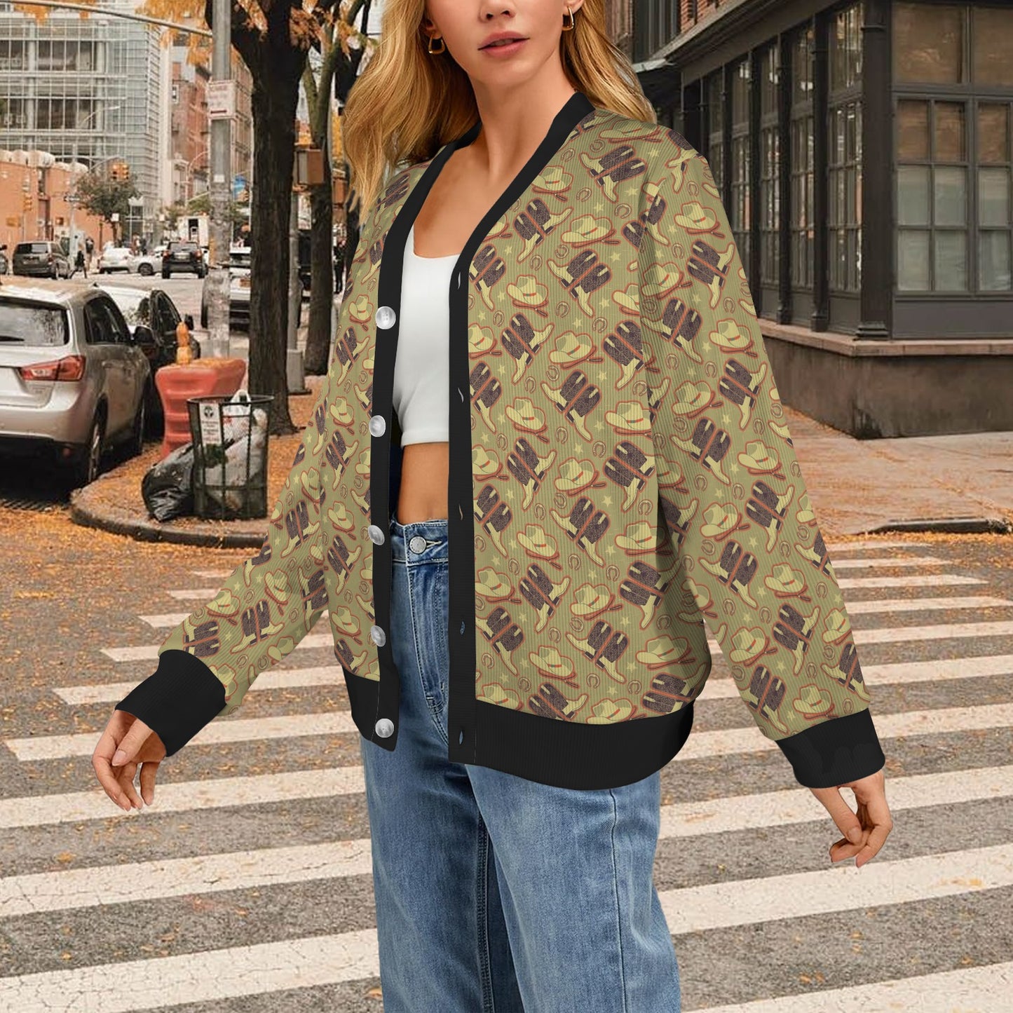 Western Cowboy Themed Women's Cardigan