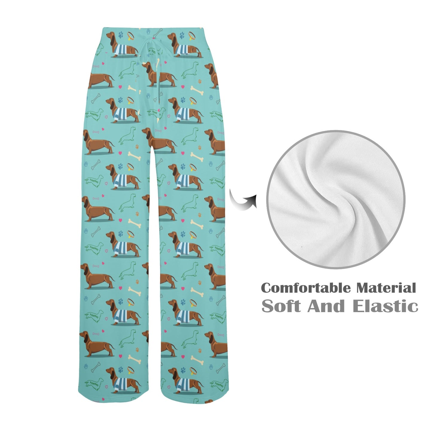 Dachshund Paw Decorative Print Pattern Women's Wide Leg Lounge Pants